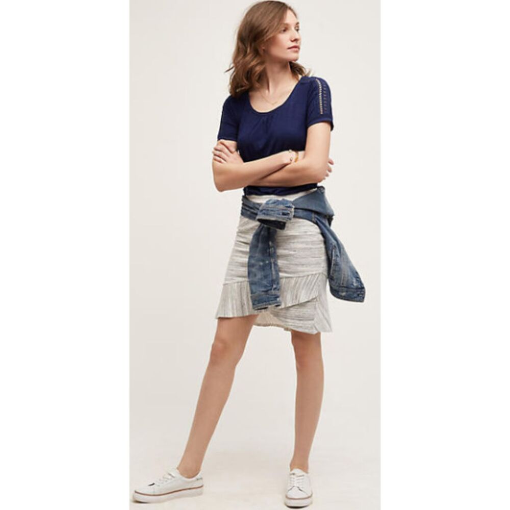 ANTHROPOLOGIE | WESTON Heather Gray Mini Wrap Skirt Size M Medium